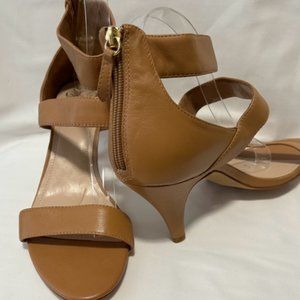 Vince Camuto style Megan Strappy Cognac Heels with back Zipper Closure